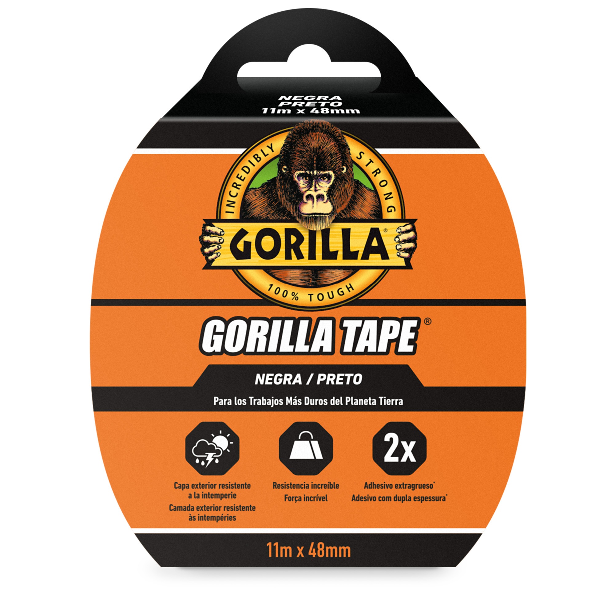 CINTA AMERICANA REFORZADA GORILLA TAPE NEGRA 11 M X 48 MM